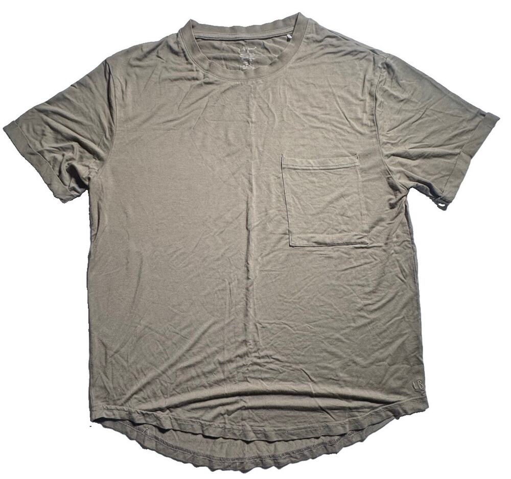 Little Bipsy Unisex T Shirt Small Taupe Bamboo Stretch Pocket Tee Hi Low Hem